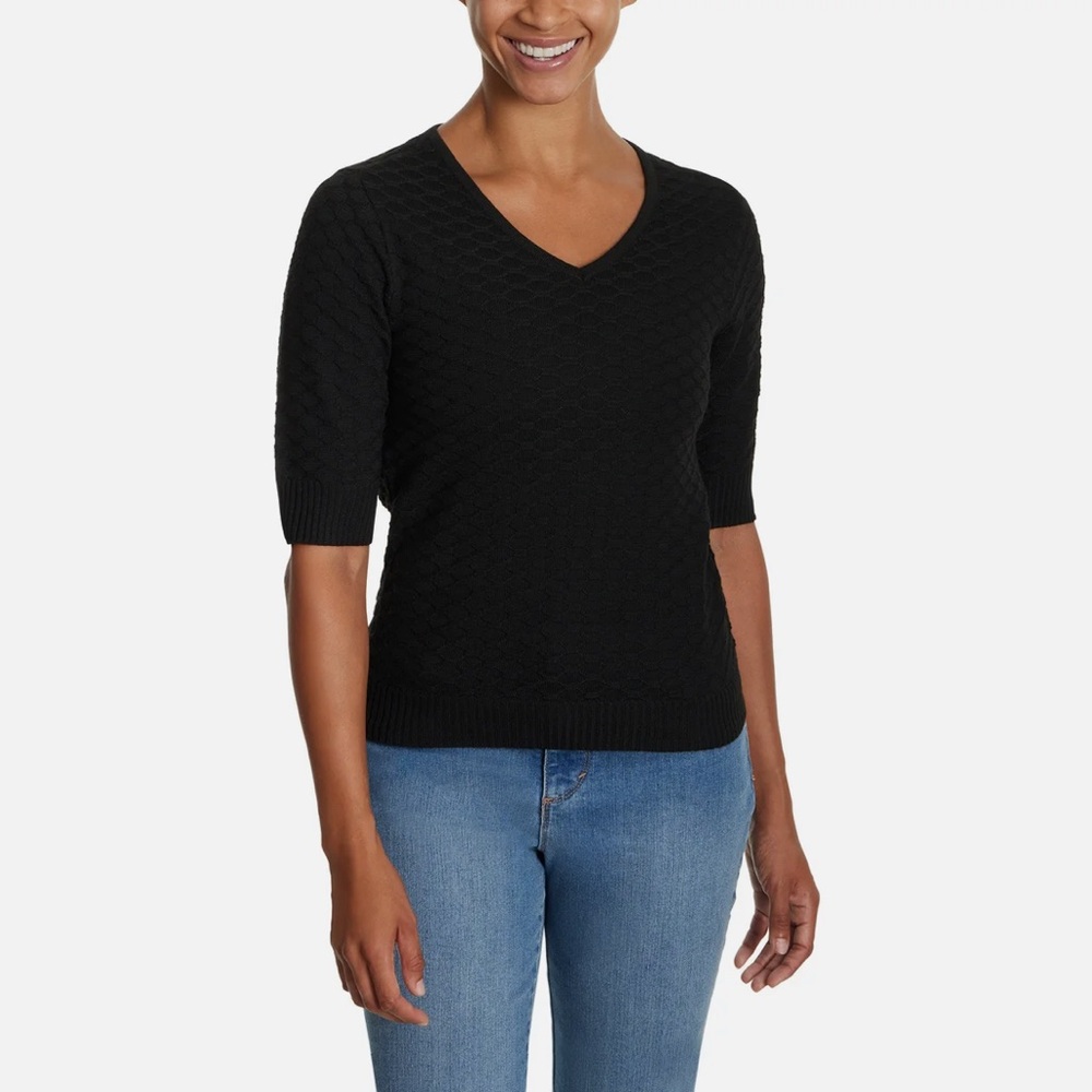 NWT Women’s Ella Moss Black Small Elbow Sleeve Sweater